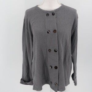 J. Jill Women's Gray Button Up Cardigan Sweater Size Medium